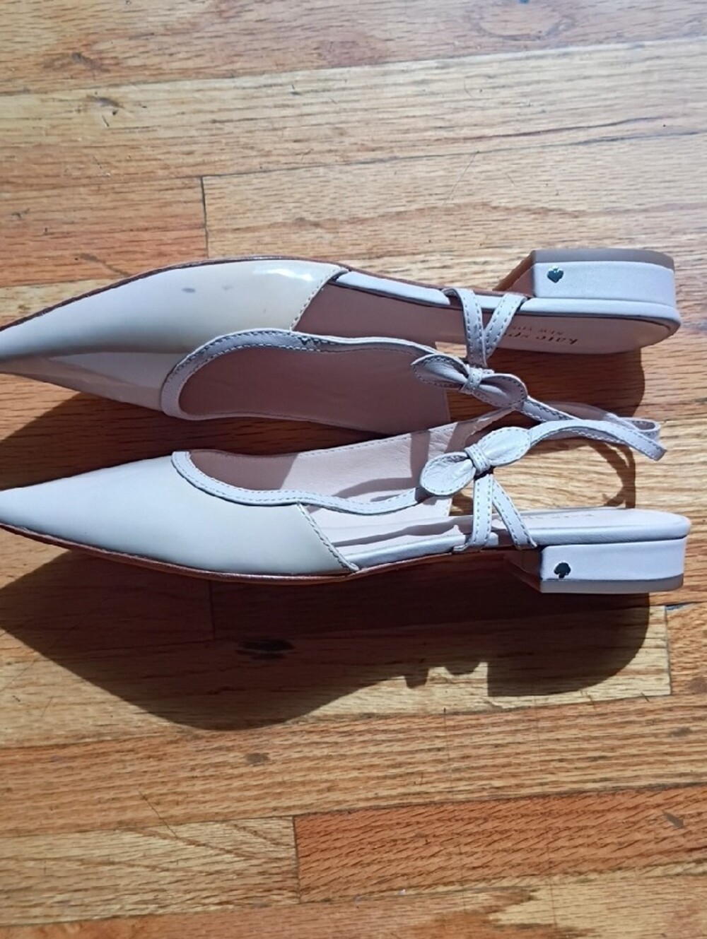 kate spade Pantet Leather Pointed-Toe Slingback Flats in Beige Size 7.5 B